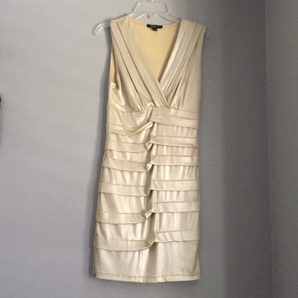 Golden Shimmer Ruffle Dress!